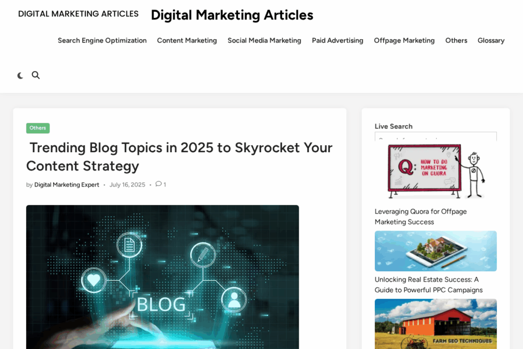 Screenshot of digitalmarketingarticles.com
