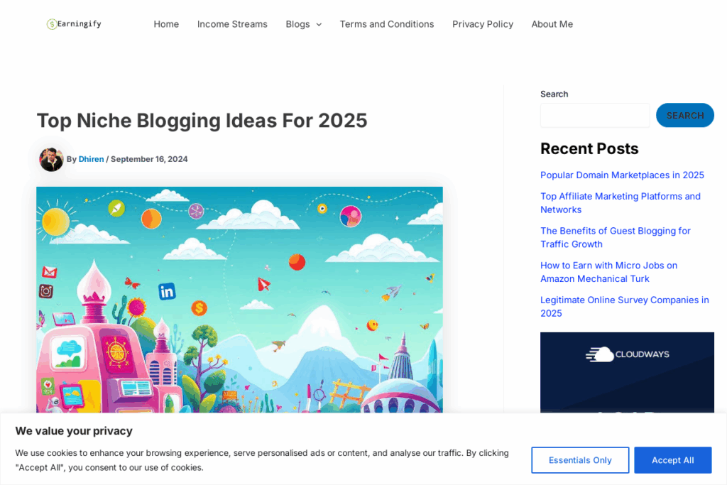 Screenshot of earningify.com