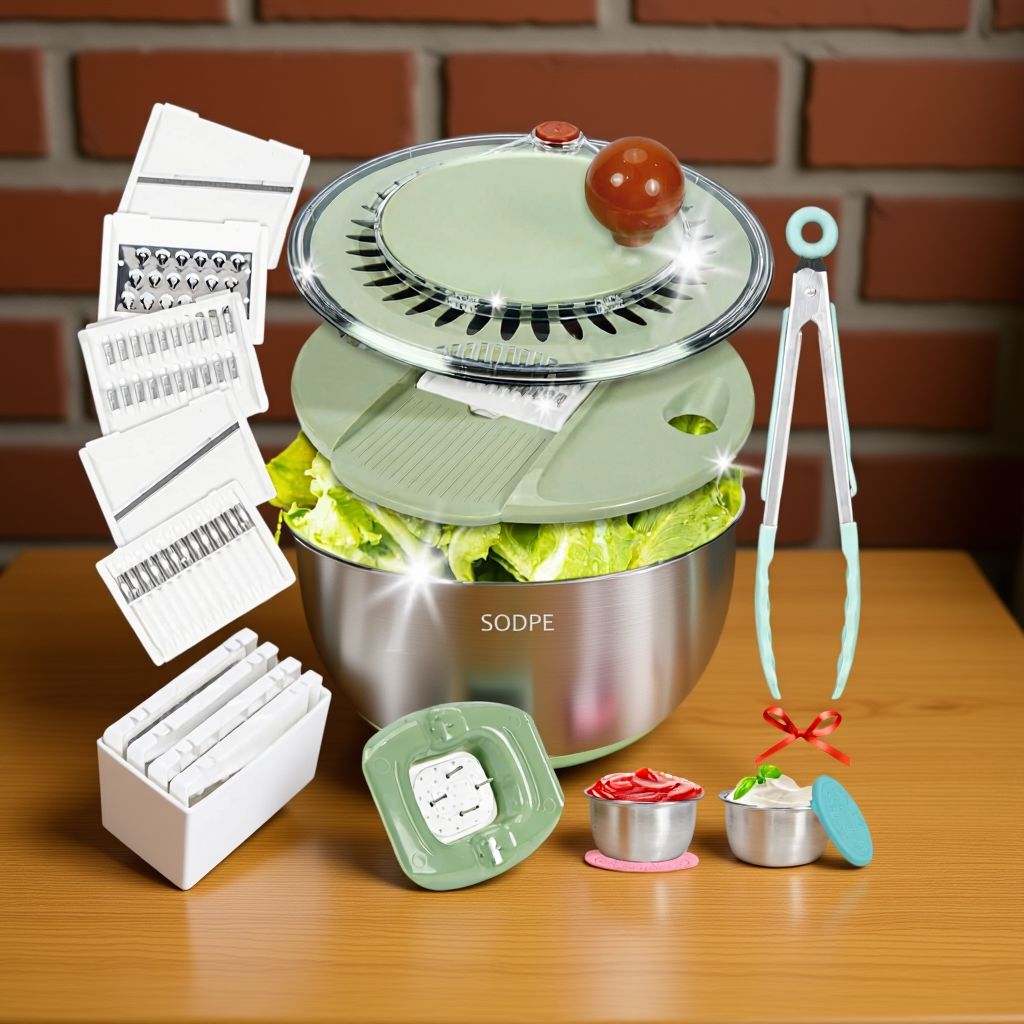 SODPE Stainless Steel Salad Spinner and Slicer