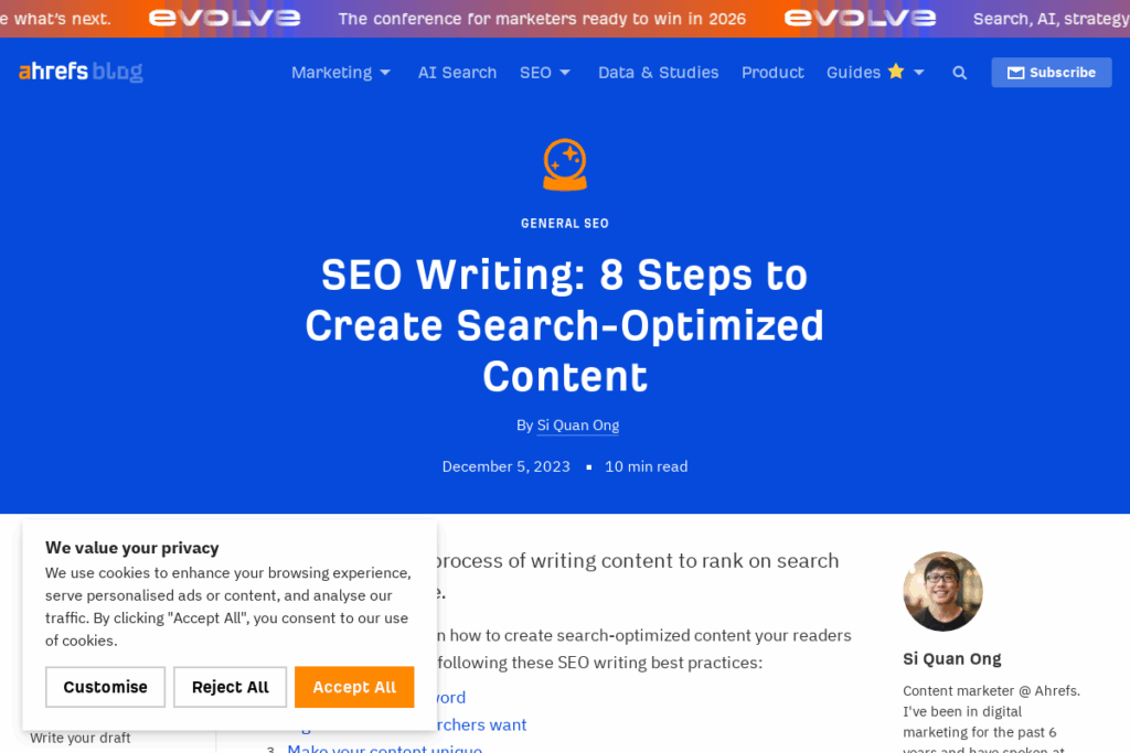 Screenshot of ahrefs.com