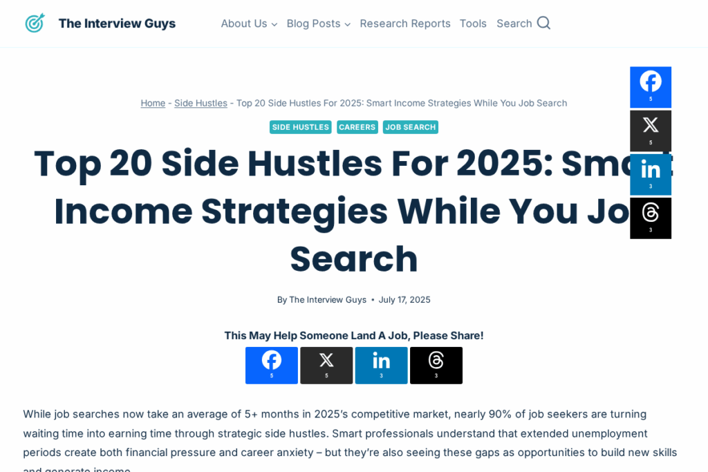Screenshot of blog.theinterviewguys.com