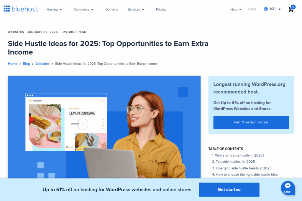 Screenshot of bluehost.com