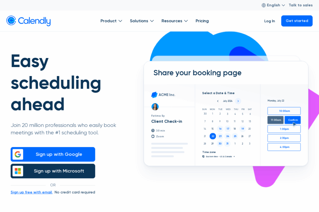 Screenshot of calendly.com