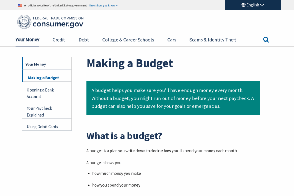 Screenshot of consumer.gov