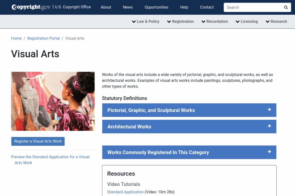 Screenshot of copyright.gov