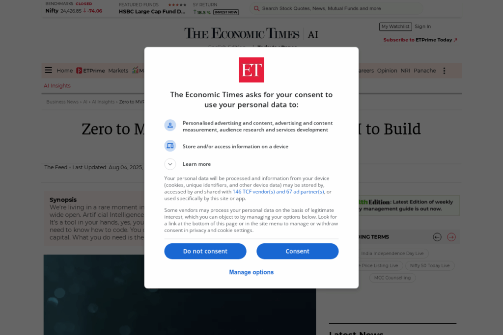 Screenshot of economictimes.indiatimes.com