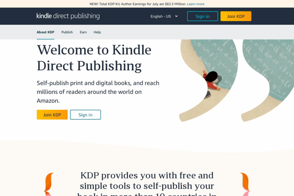 Screenshot of kdp.amazon.com