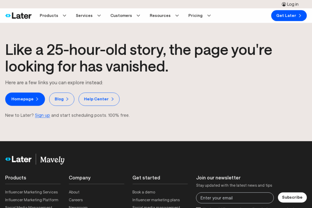 Screenshot of later.com
