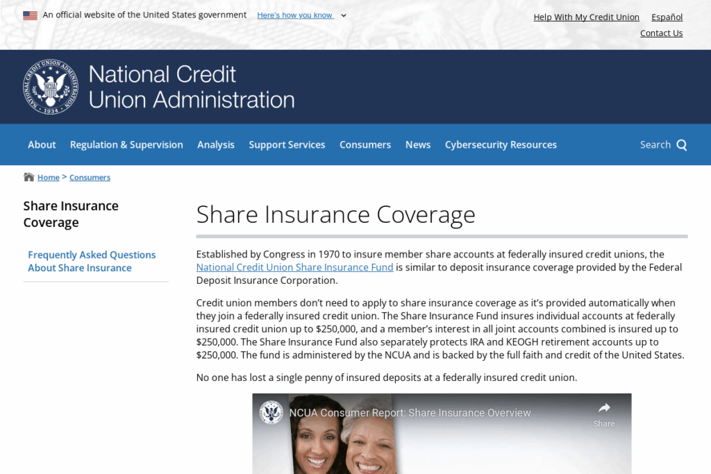 Screenshot of ncua.gov
