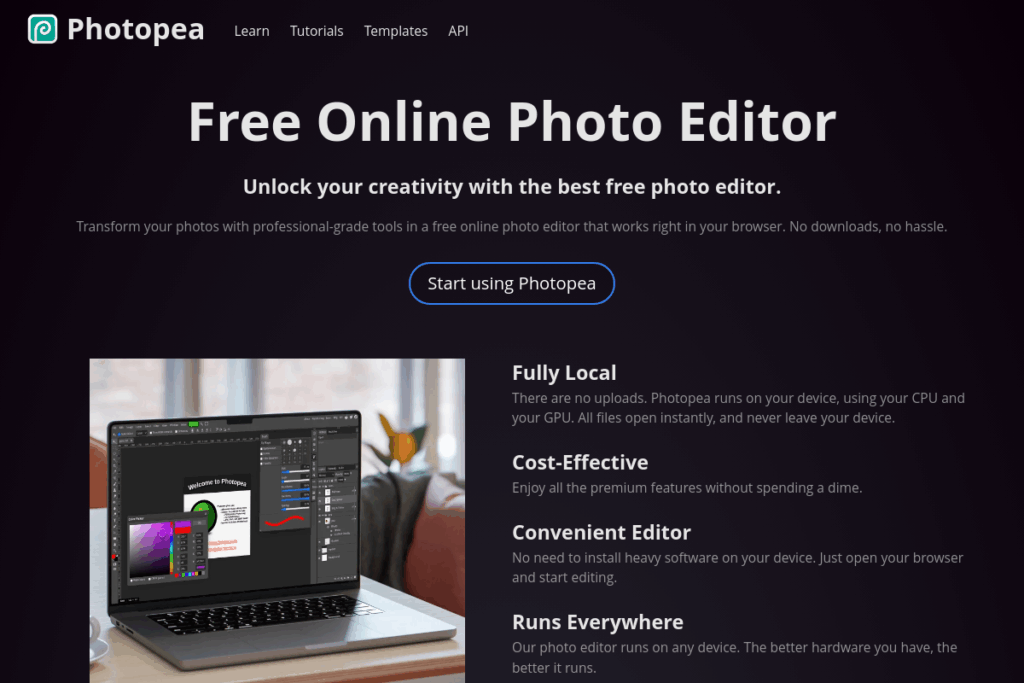 Screenshot of photopea.com