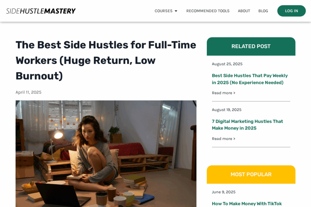 Screenshot of sidehustlemastery.com