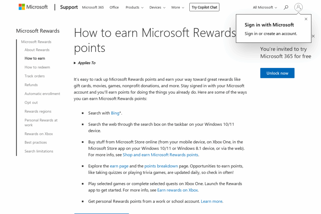 Screenshot of support.microsoft.com