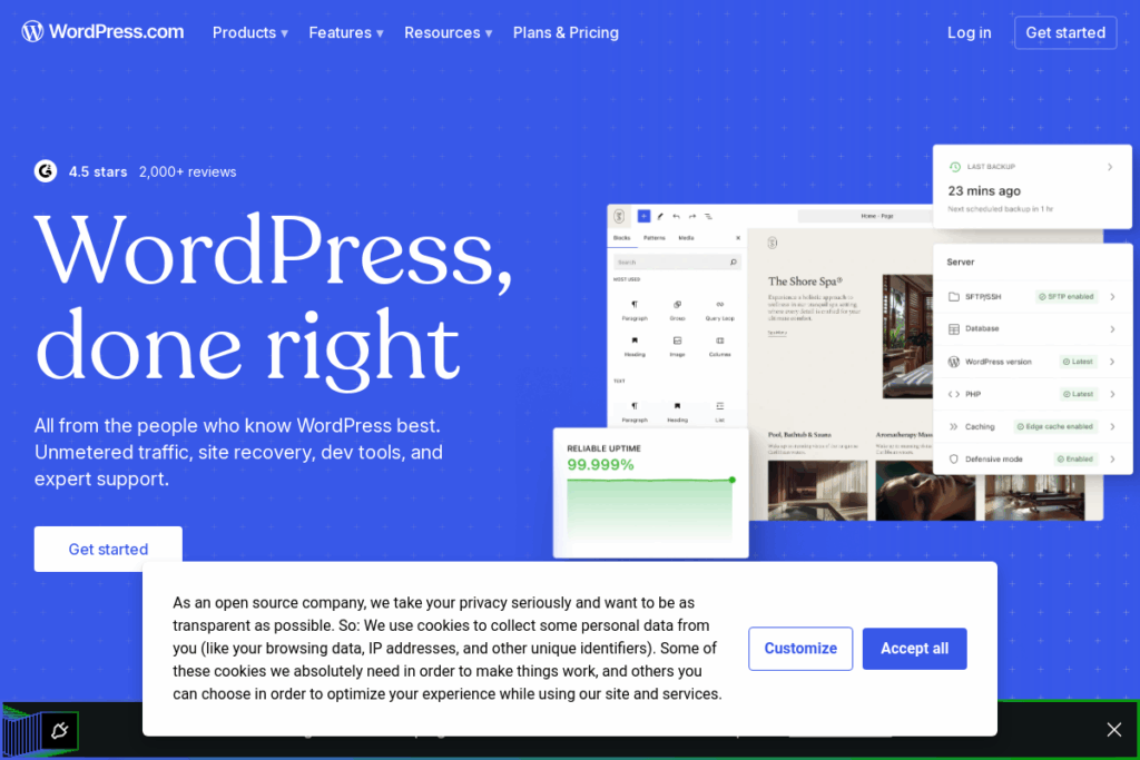 Screenshot of wordpress.com