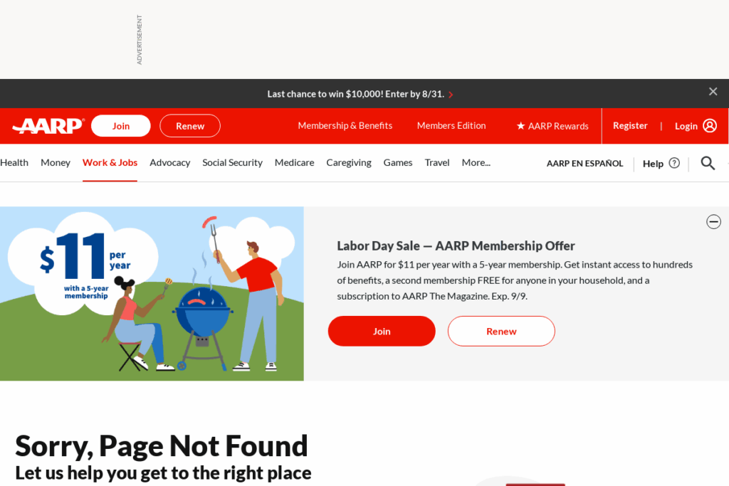 Screenshot of www.aarp.org