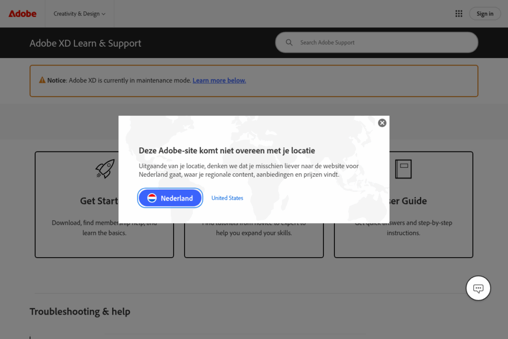Screenshot of www.adobe.com