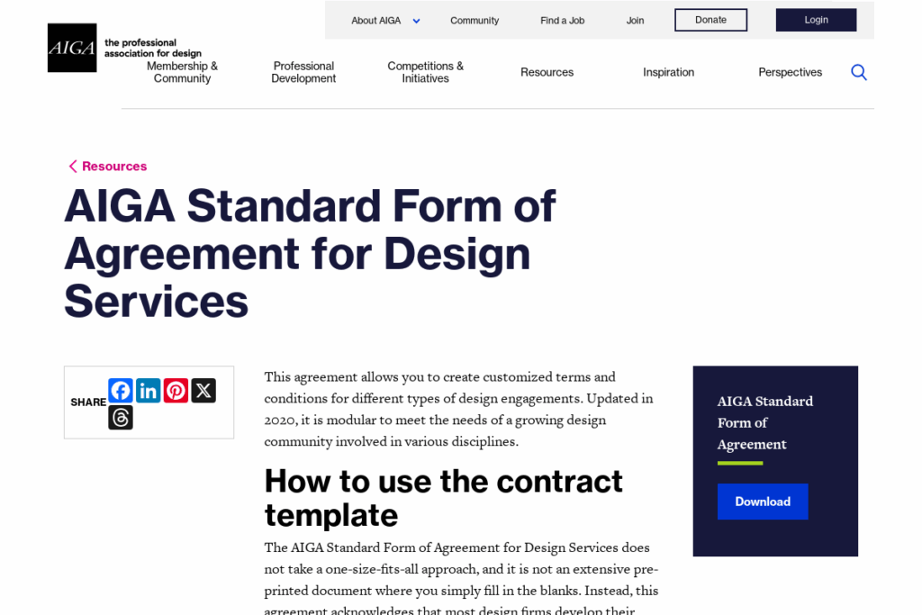 Screenshot of www.aiga.org