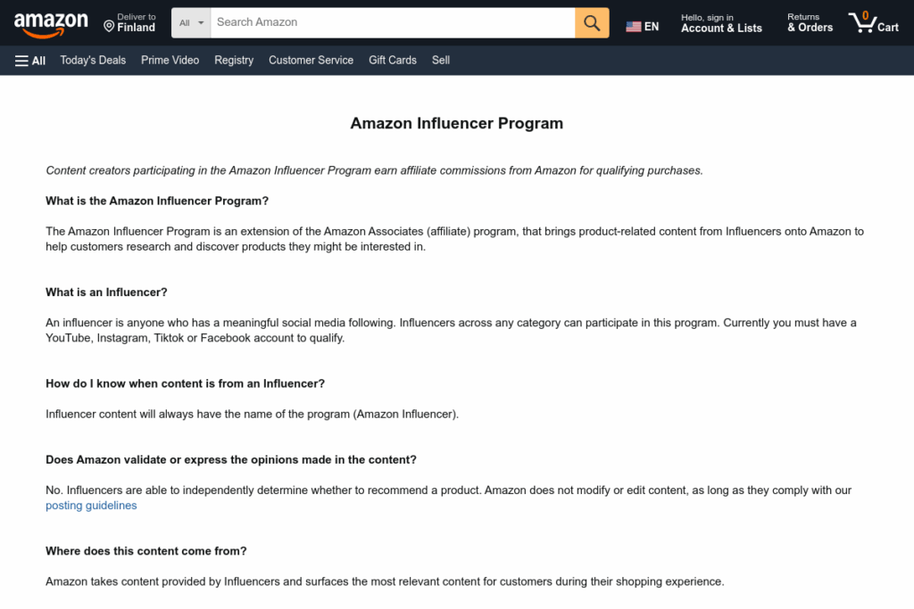 Screenshot of www.amazon.com