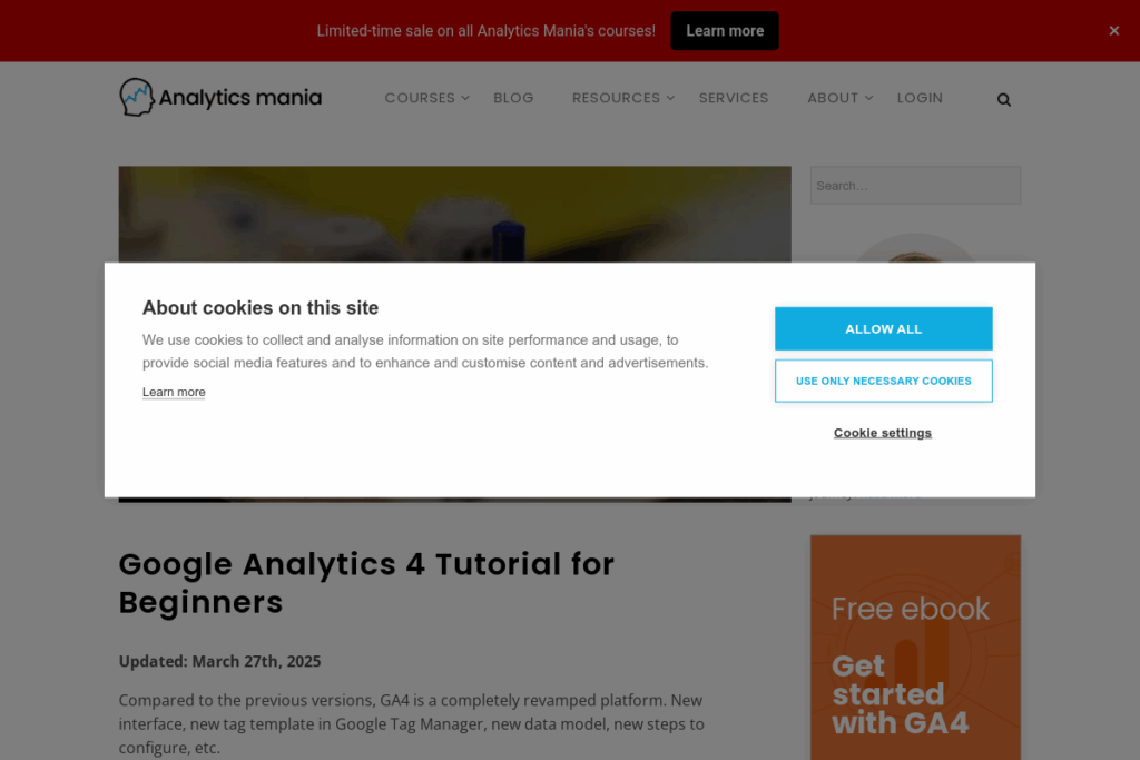 Screenshot of www.analyticsmania.com