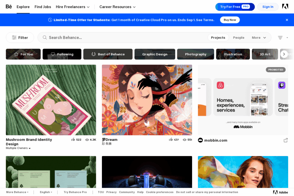 Screenshot of www.behance.net