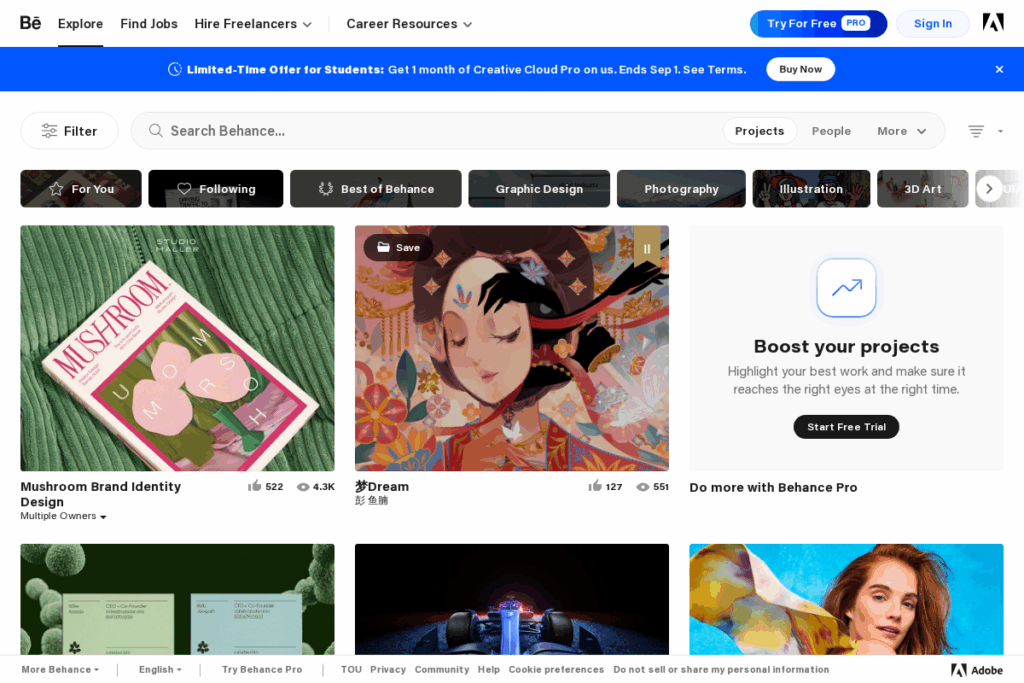 Screenshot of www.behance.net