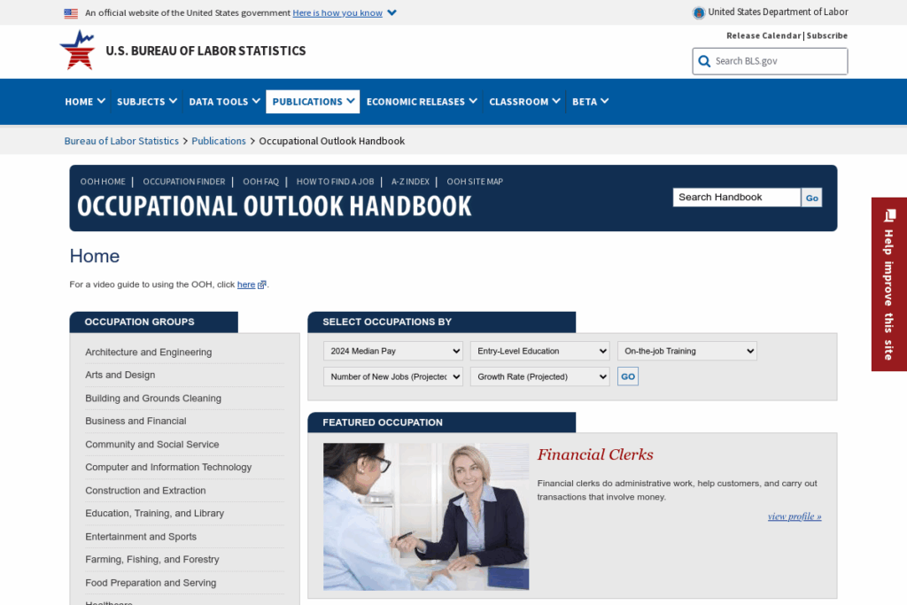 Screenshot of www.bls.gov