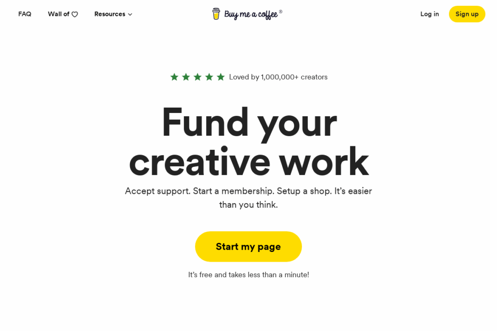 Screenshot of www.buymeacoffee.com