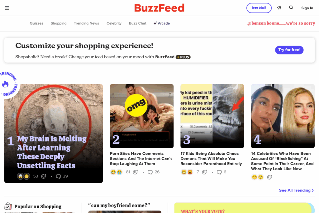 Screenshot of www.buzzfeed.com