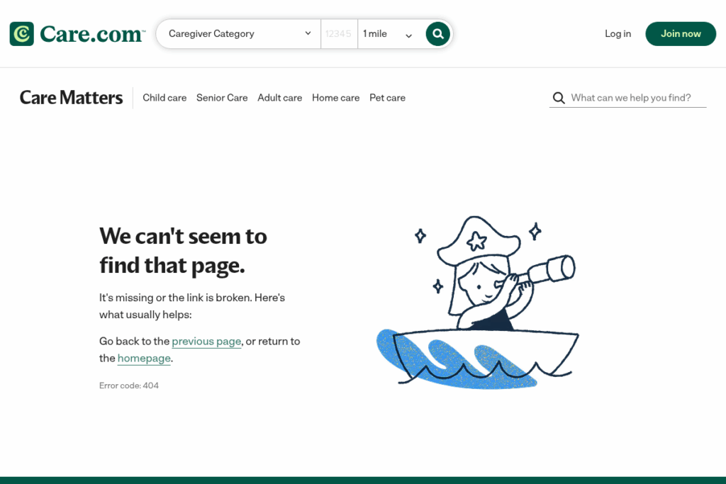 Screenshot of www.care.com