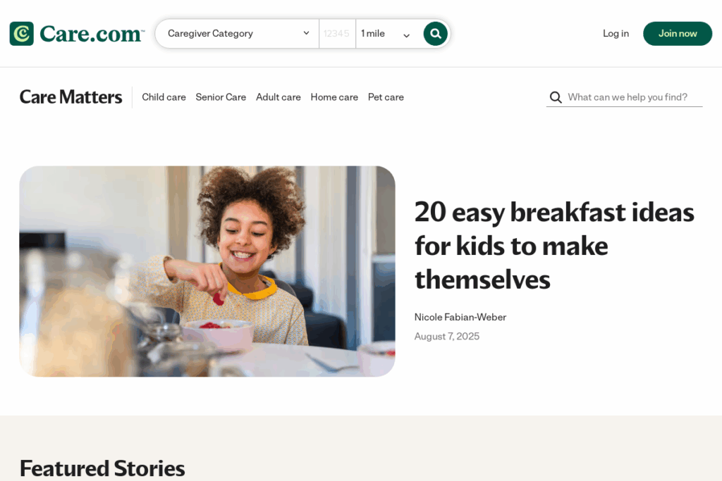 Screenshot of www.care.com