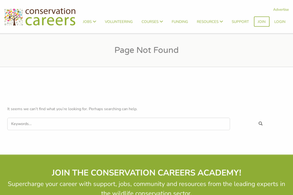 Screenshot of www.conservation-careers.com