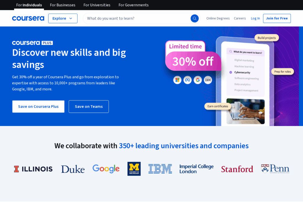 Screenshot of www.coursera.org