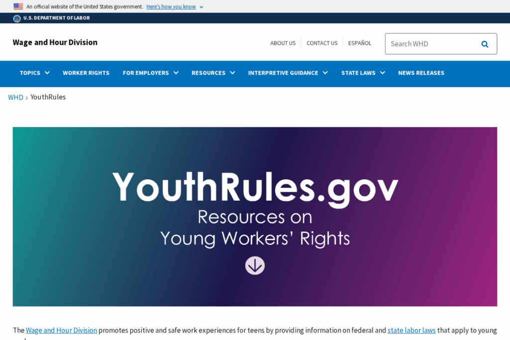 Screenshot of www.dol.gov