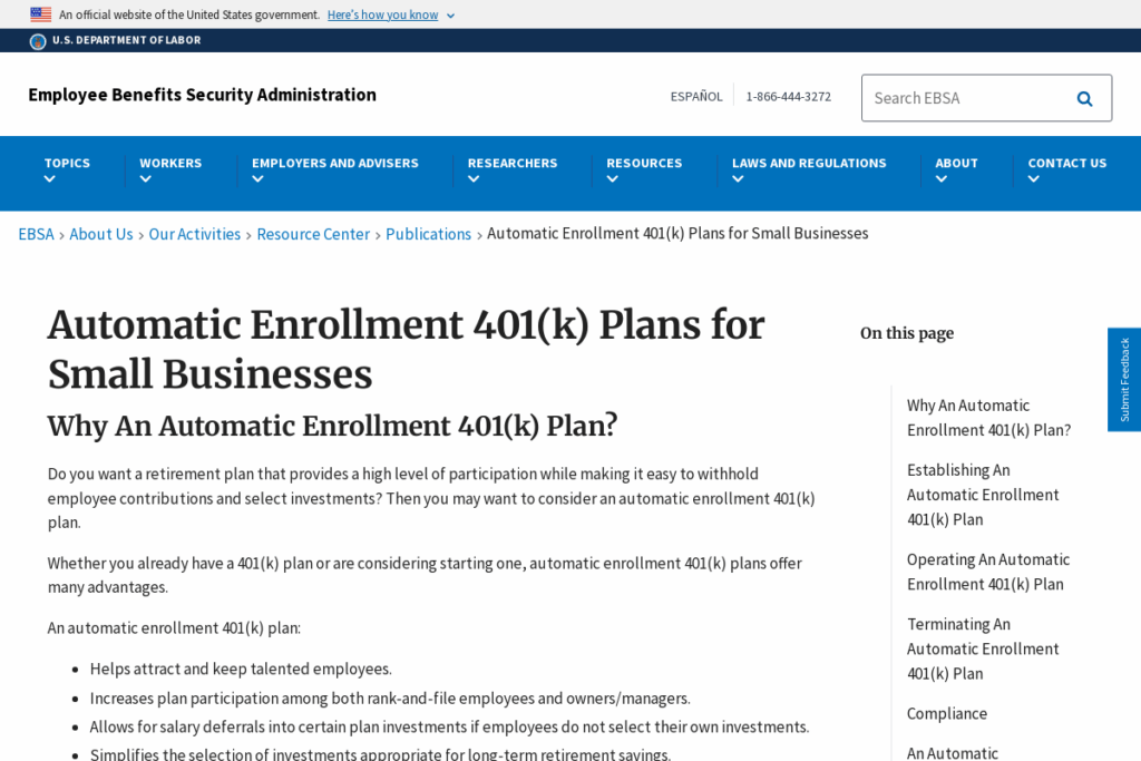 Screenshot of www.dol.gov