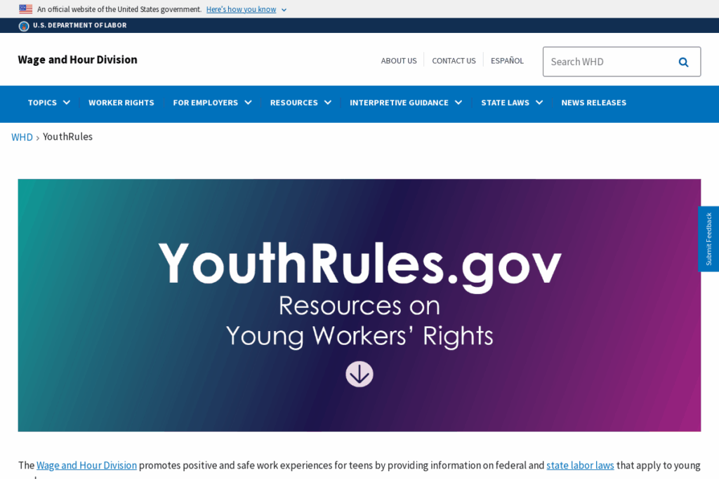 Screenshot of www.dol.gov