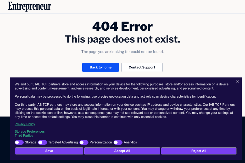 Screenshot of www.entrepreneur.com