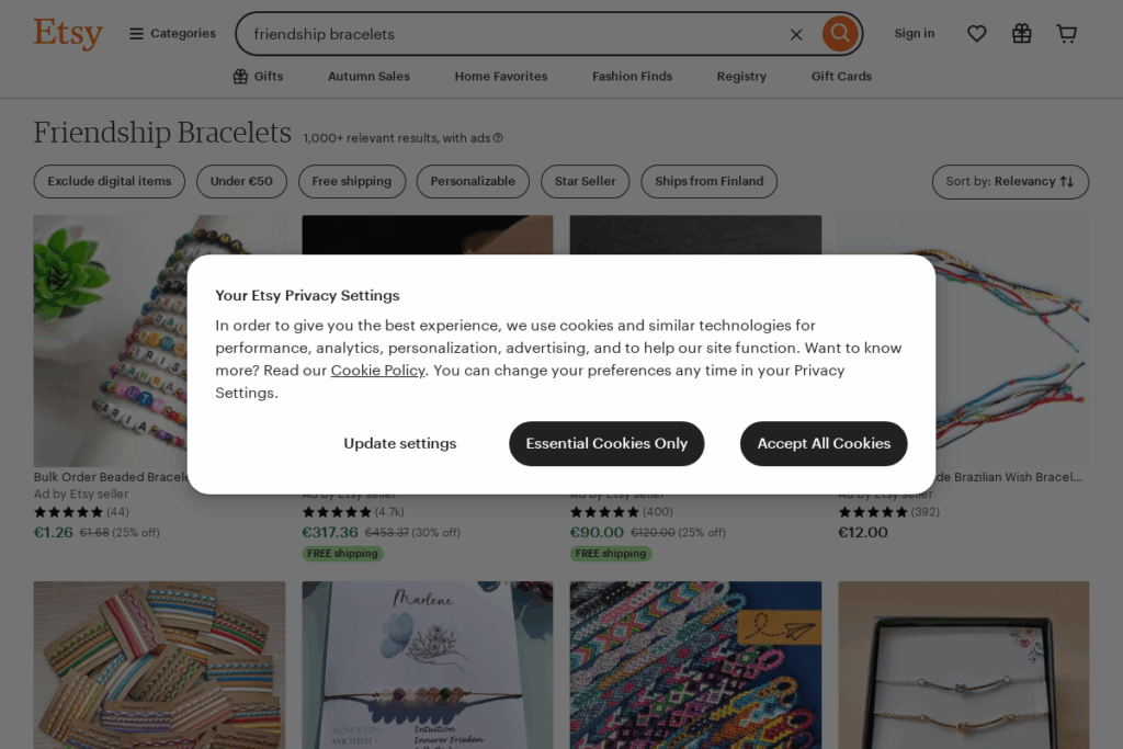 Screenshot of www.etsy.com
