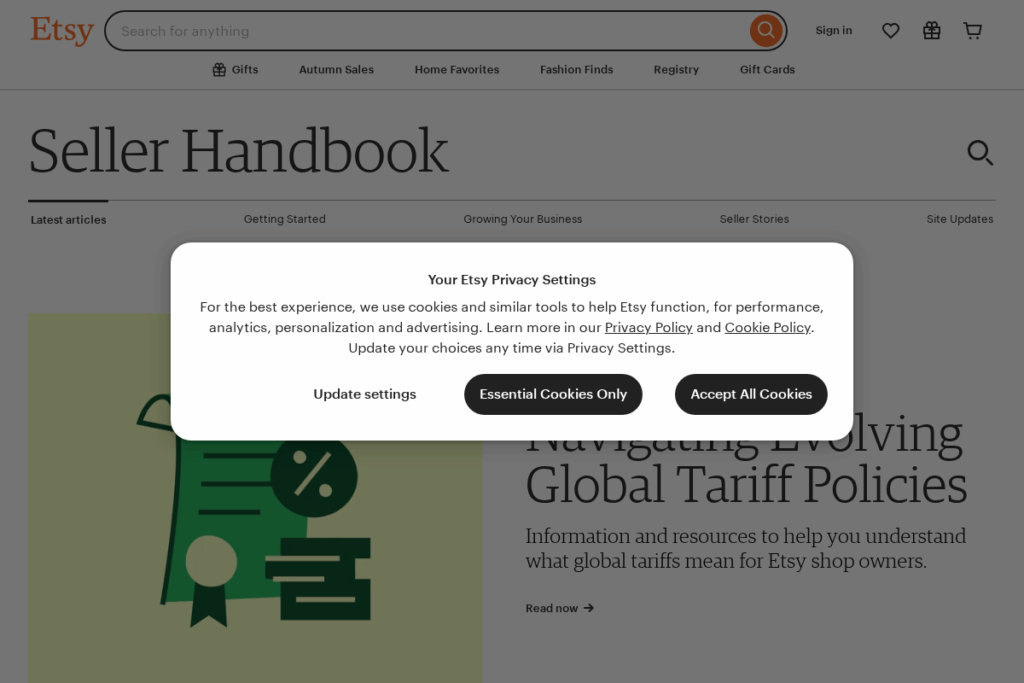 Screenshot of www.etsy.com
