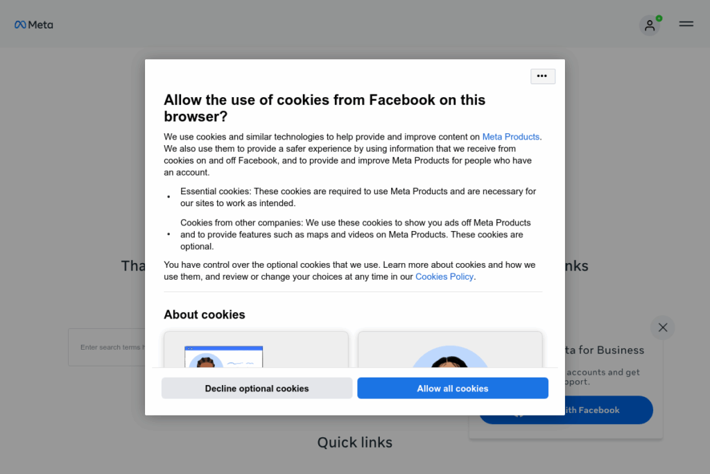 Screenshot of www.facebook.com