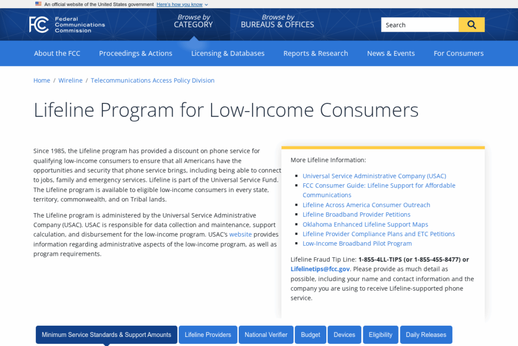 Screenshot of www.fcc.gov