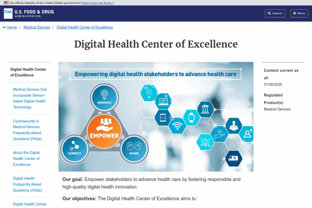 Screenshot of www.fda.gov