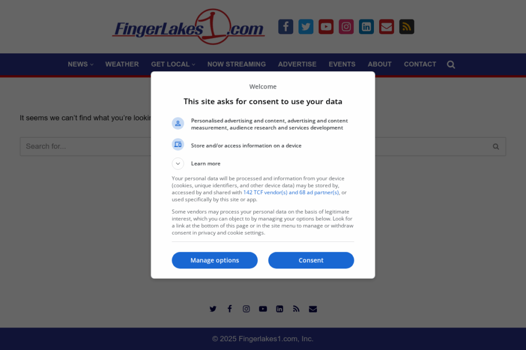 Screenshot of www.fingerlakes1.com