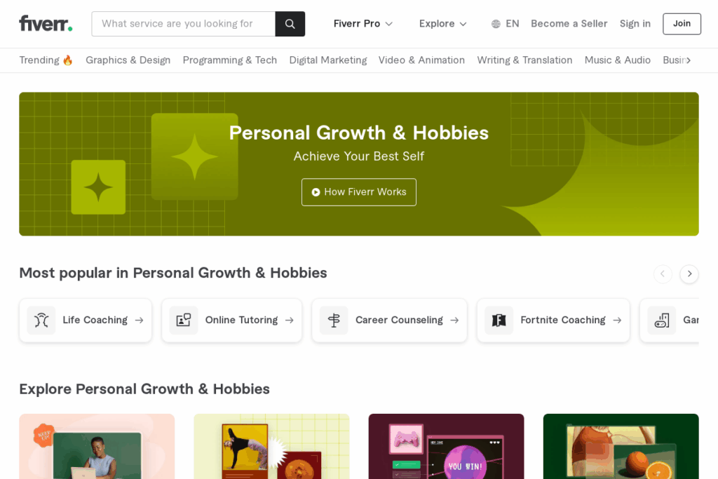 Screenshot of www.fiverr.com