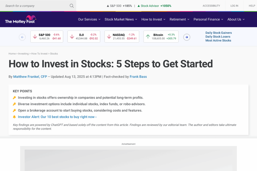 Screenshot of www.fool.com