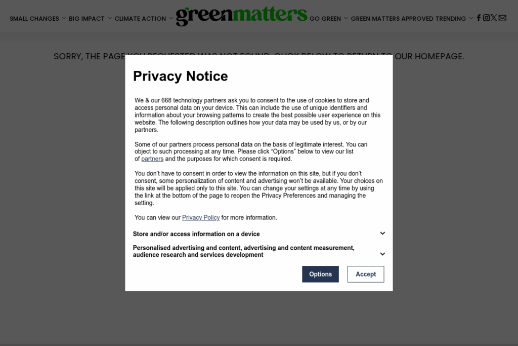 Screenshot of www.greenmatters.com