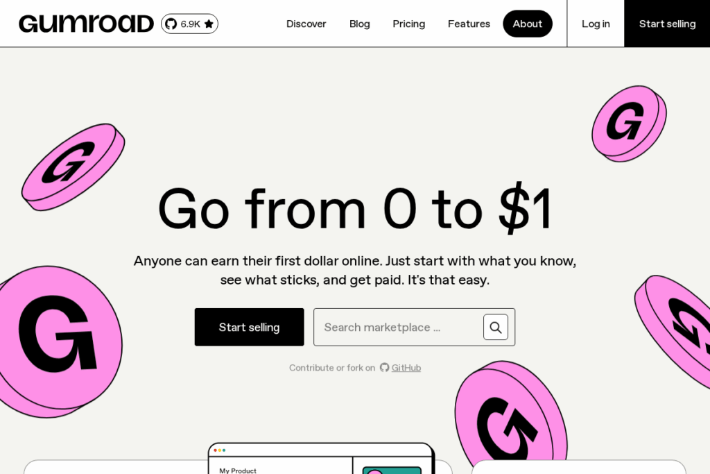 Screenshot of www.gumroad.com