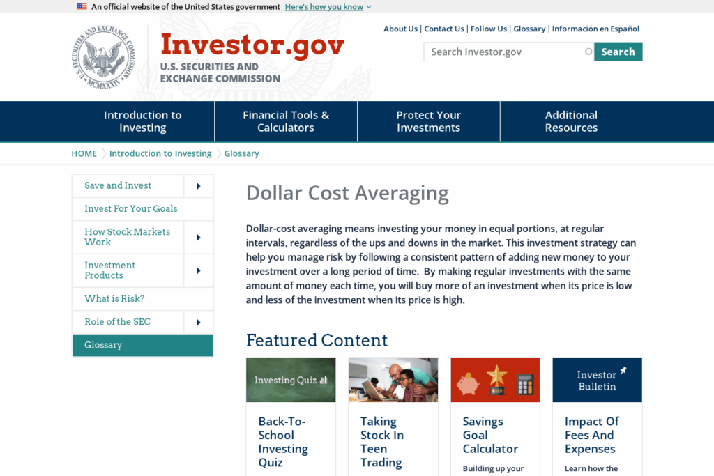 Screenshot of www.investor.gov