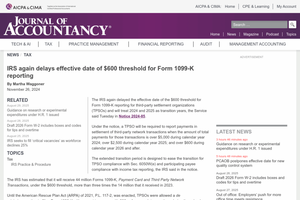 Screenshot of www.journalofaccountancy.com