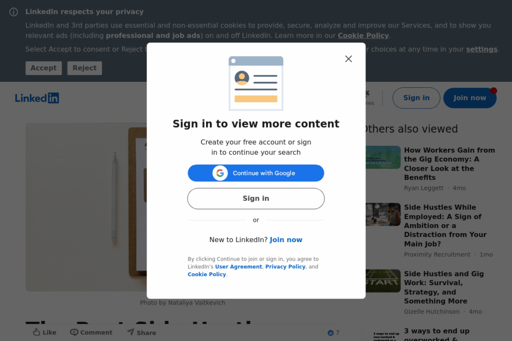 Screenshot of www.linkedin.com
