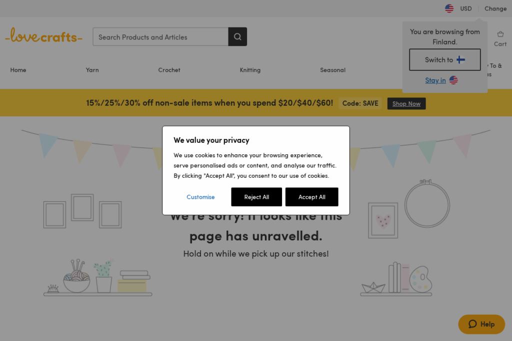 Screenshot of www.lovecrafts.com