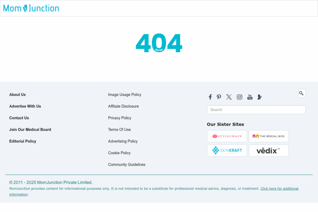 Screenshot of www.momjunction.com